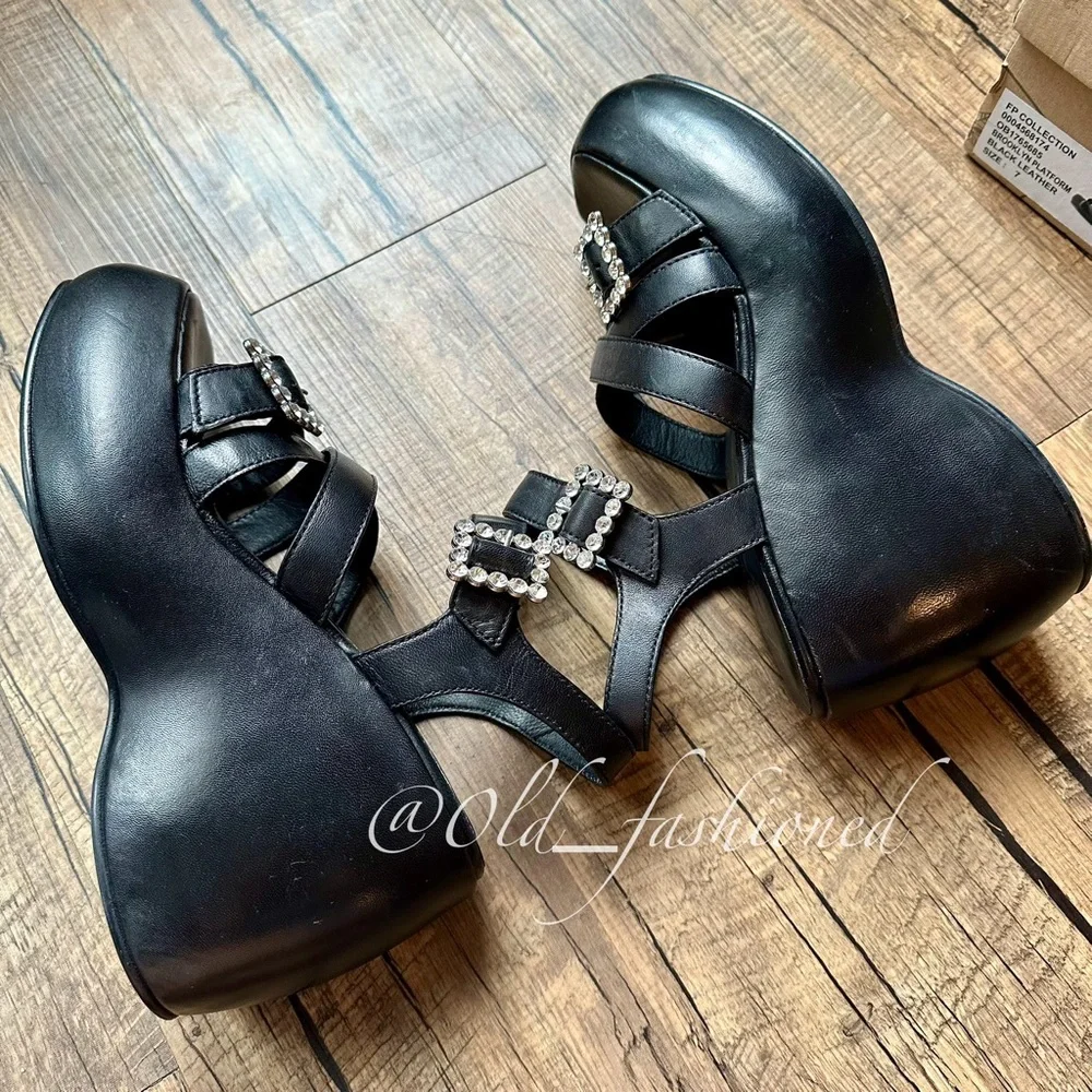 Price Firm - FREE PEOPLE Leather Platform Sandals